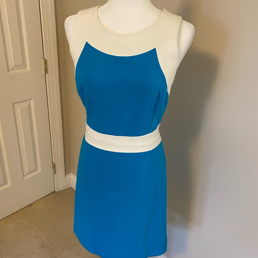 Milly blue & white contrast trim retro dress